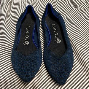 Rothy’s Original The Point Blue and Black Snake Print Size 8
